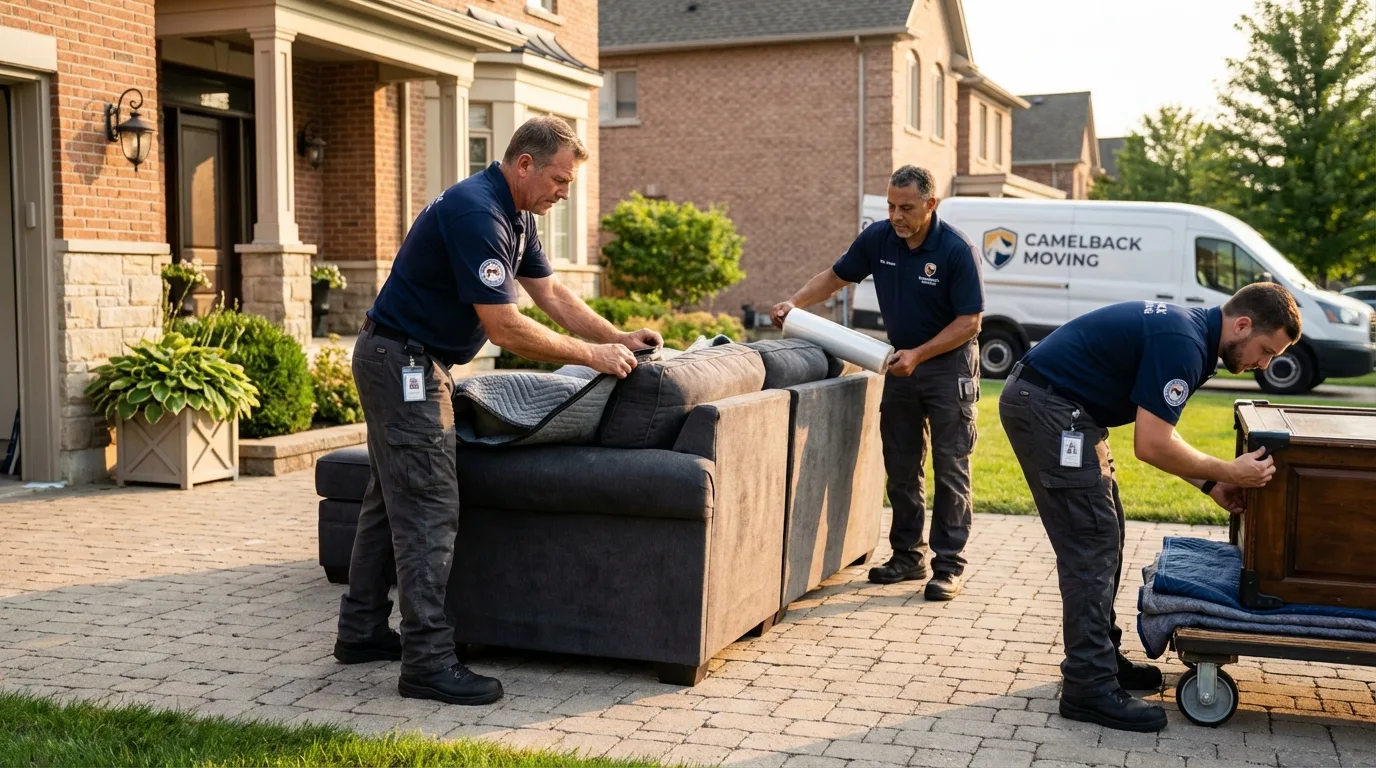 Large estate moving crew wrapping furniture in Parkesburg, PA